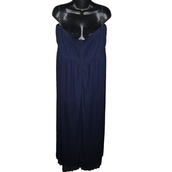 My Michelle Navy Blue Strapless beaded Embellished Gown size 16W - Picture 2 of 10